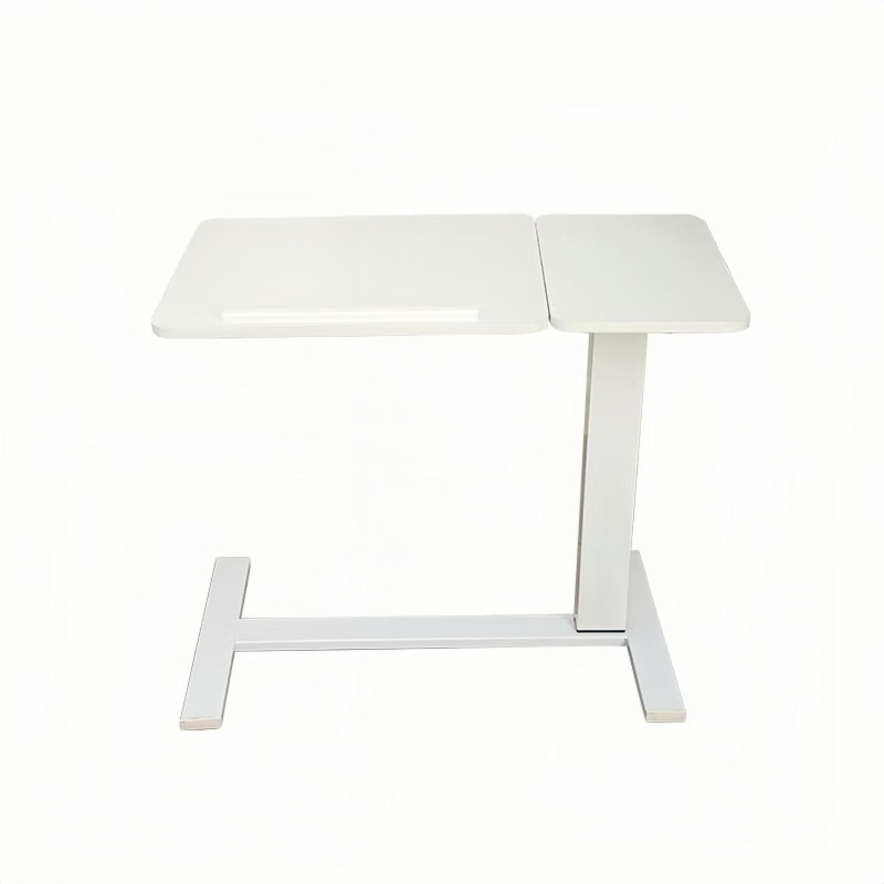 Overbed Bedside Desk with Tilting Tray, Mobile Rolling Laptop Stand, Height Adjustable Table with Wheels, 31.5″ L x 16″ W x 38″ H, White