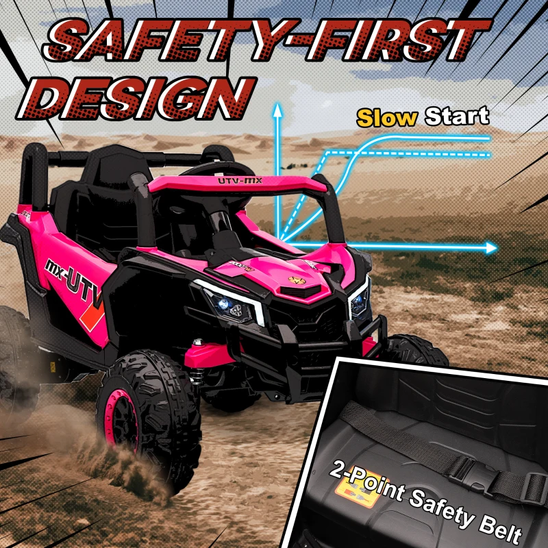 Qaba 12V Kids Ride On Car with Remote Control, Battery Powered Electric UTV with Spring Suspension for Aged 3-5 Years, Pink