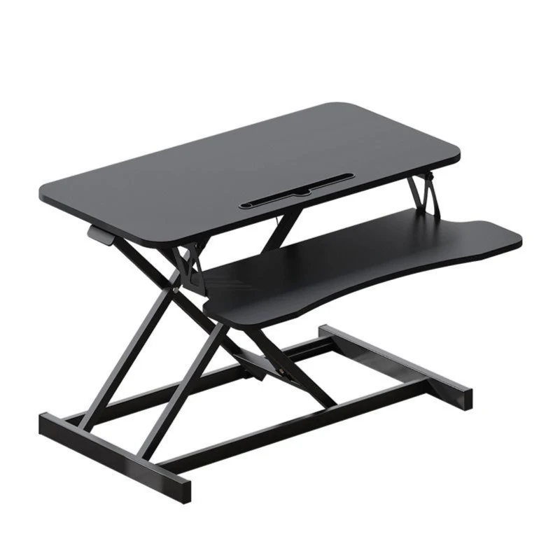 32" Desk Converter with Wide Keyboard Tray, Laptop Workstation, Height Adjustable Sit to Stand Riser, 32" L x 16.5" W x 4.5" H, Black