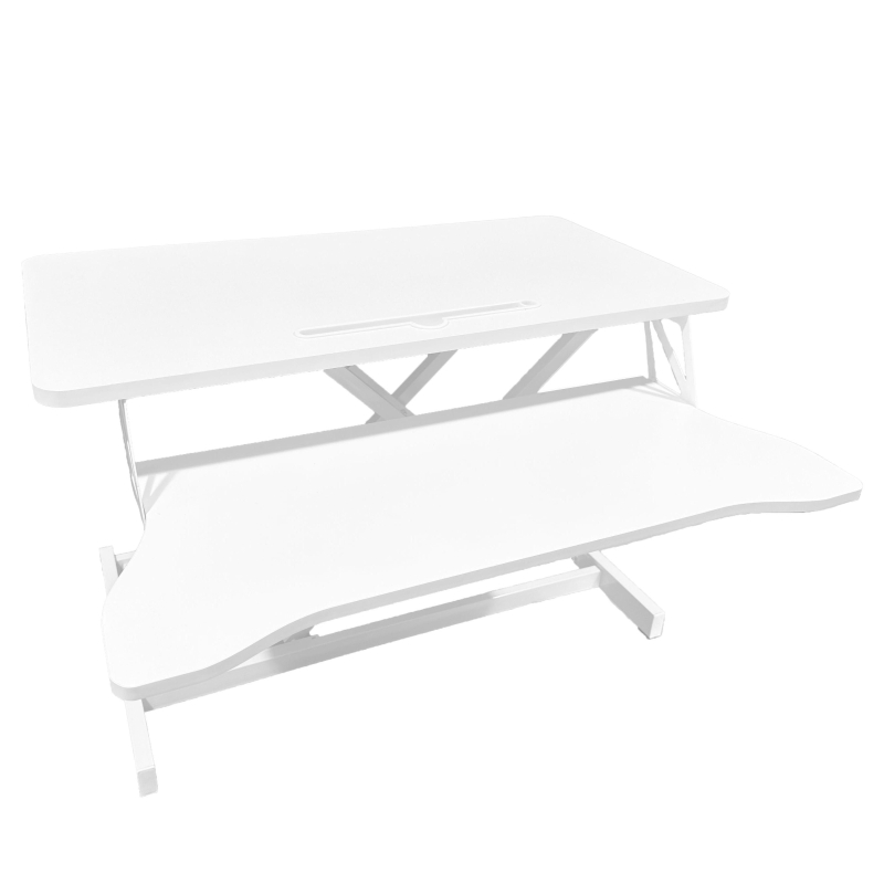 Desk Converter with Wide Keyboard Tray, Height Adjustable Sit to Stand Riser, Laptop Workstation, 31.5" L x 17" W x 4.5" H, White