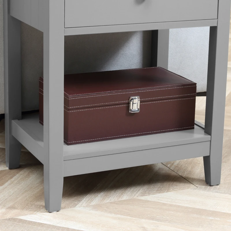 HOMCOM End Table, 2-tier Side Table with Drawer and Storage Shelf, Modern Side Table for Living Room, Gray