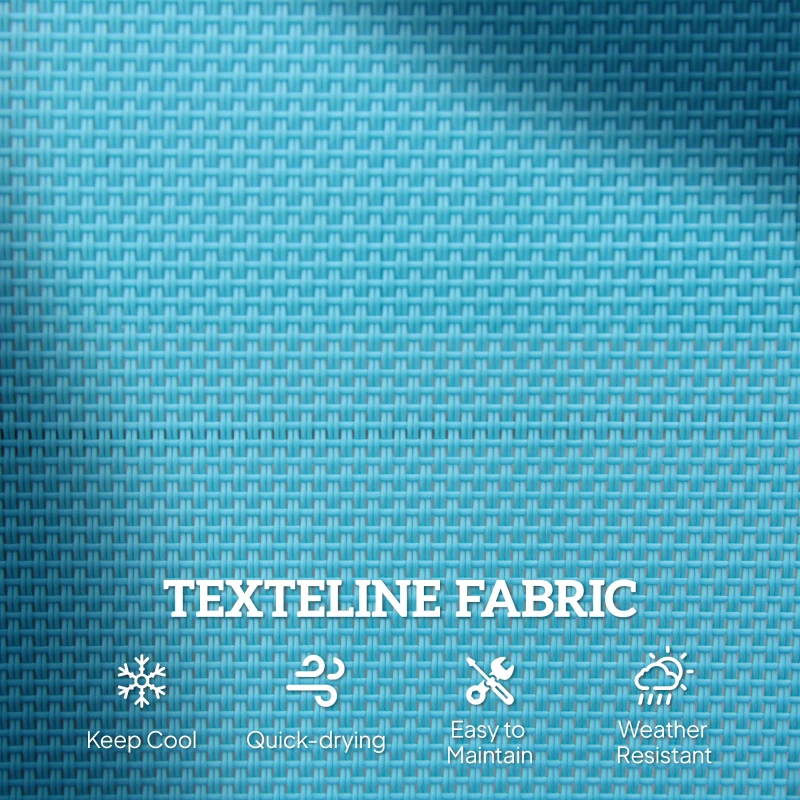 Outsunny Patio Double Glider Outdoor Steel Sling Fabric Gliding Bench Garden Swing Chair Heavy-Duty Porch Rocker Garden Loveseat Blue