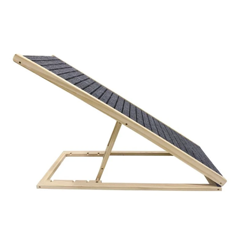 Dog Ramp with Extra Wide Non-Slip Rubber Surface, Foldable Pet Ramp for Bed, Adjustable Solid Wood Design, 39.5″ L x 16″ W x 23.5″ H, Natural