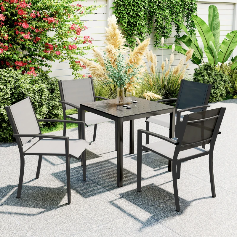 Outsunny Square Outdoor Dining Table for 4 with Aluminum Steel Frame, Black