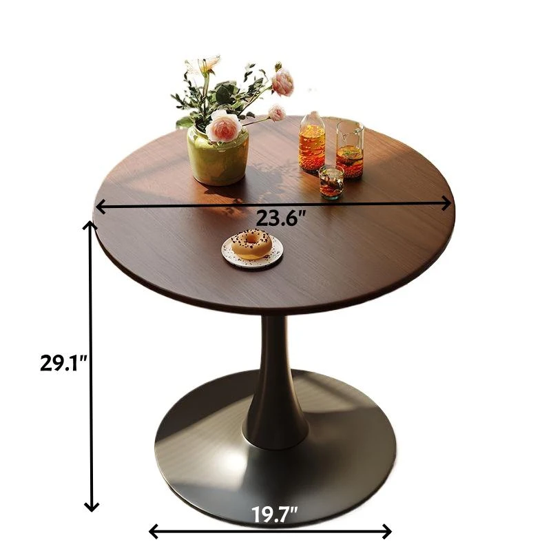 Modern Round Dining Table with Modern Design, MDF Top with Steel Base, Easy Assembly and Cleaning, 23.5" L x 23.5" W x 29" H, Walnut