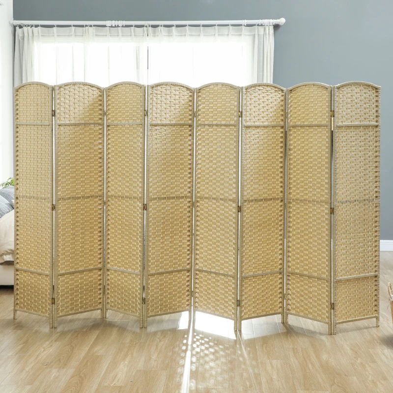 HOMCOM Folding Room Divider Screen 8 Panel 5.6 ' Tall Privacy Screen Freestanding Room Partition for Home Office, Beige