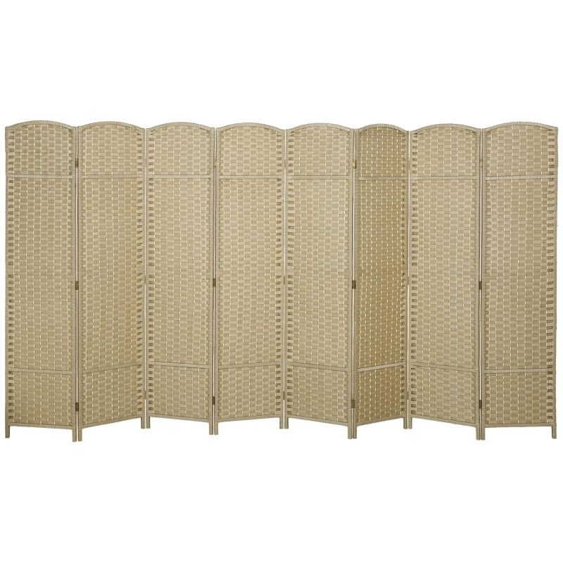 HOMCOM Folding Room Divider Screen 8 Panel 5.6 ' Tall Privacy Screen Freestanding Room Partition for Home Office, Beige