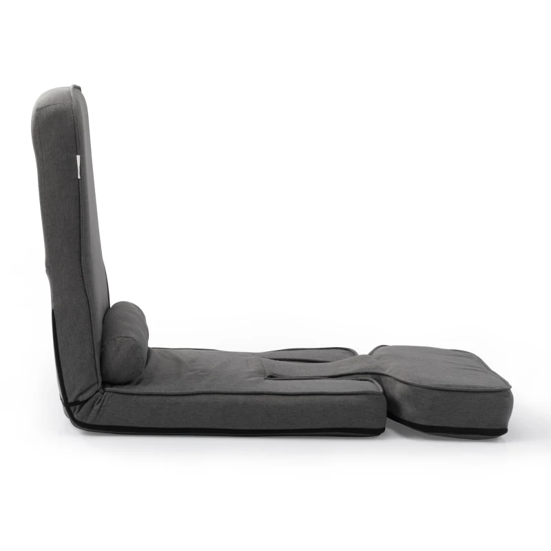Folding Sofa Bed for living room, Built-in Lumbar Support, Gaming Floor Chair with 5-Position Back Support, 19" L x 62" W x 4" H, Grey