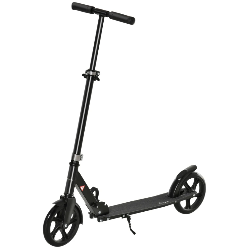 Soozier Kick Scooter for 12 Years and Up, Folding Scooter with 3-Level Height Adjustable Handlebar, Big Wheels and Rear Wheel Brake, Black