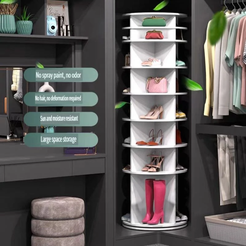 8-Tier Rotating Shoe Rack Tower, 360-Degree Spinning Shoe Display Organizer, Holds Up to 28 Pairs, 23.5" L x 23.5" W x 72" H, White
