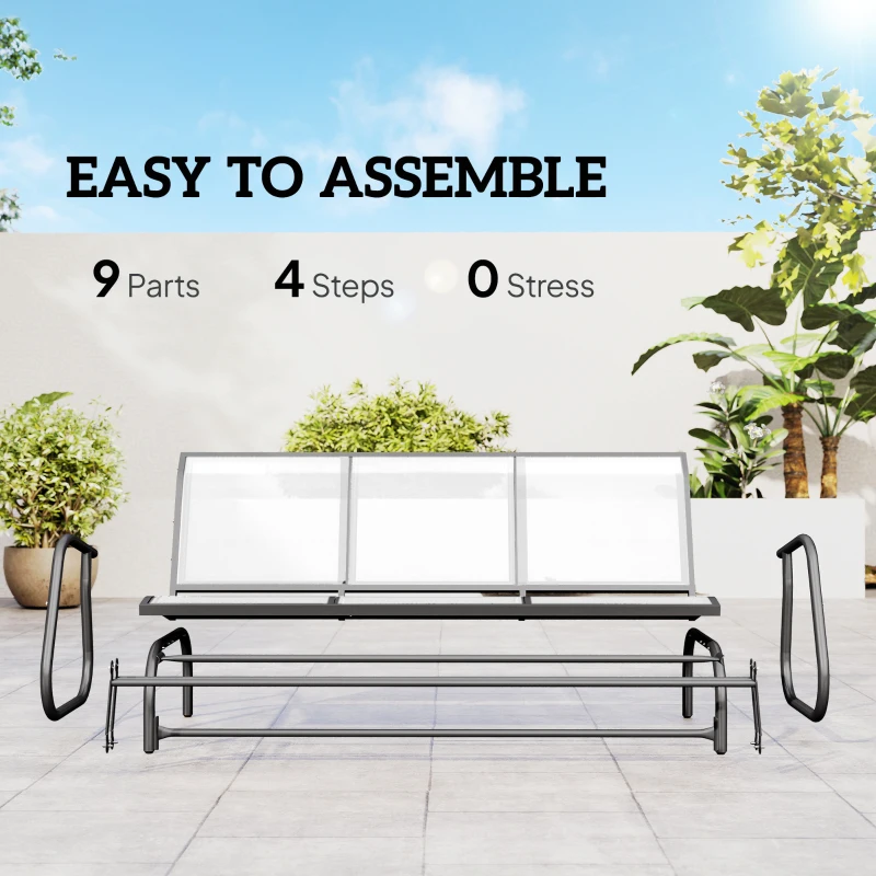 Outsunny 3-Person Outdoor Patio Glider Bench, Porch Glider Swing with 3 Seats, Breathable Mesh Fabric, Metal Frame, Cream White