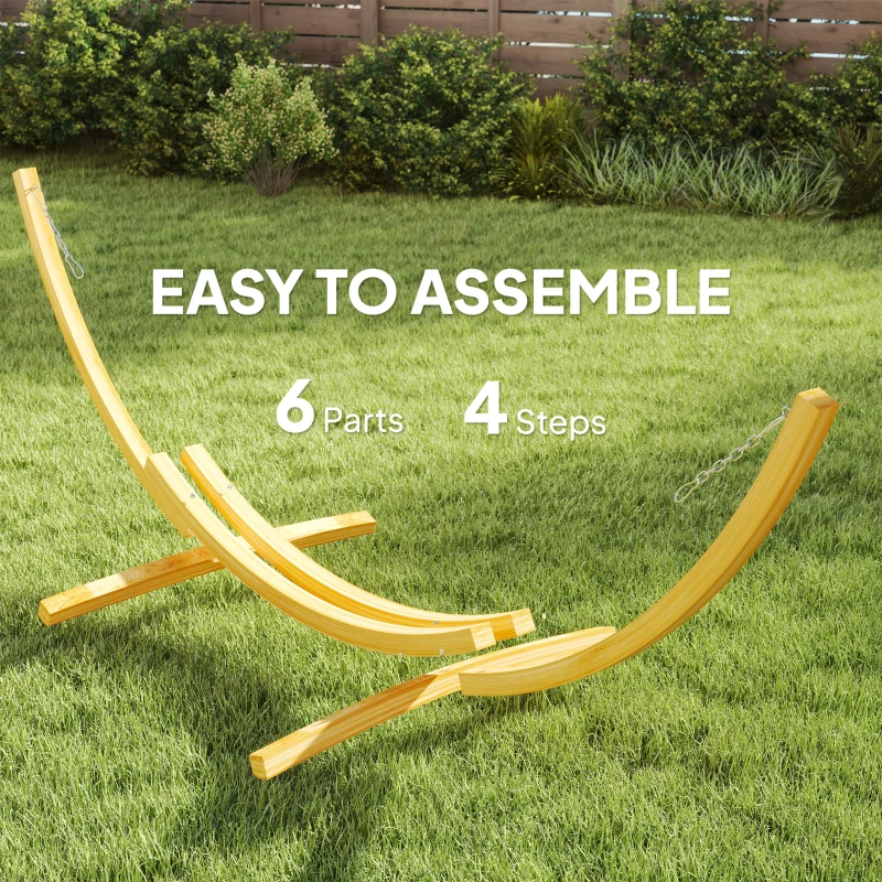 Outsunny 11' Wooden Hammock Stand Universal Garden Picnic Camp Accessories, Curved Arc Design Stand, 264lbs Capacity