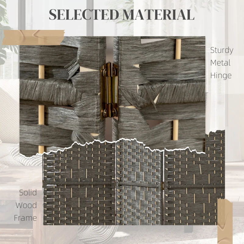 HOMCOM 4 Panel Room Divider, Folding Screen, 5.6', Dark Gray