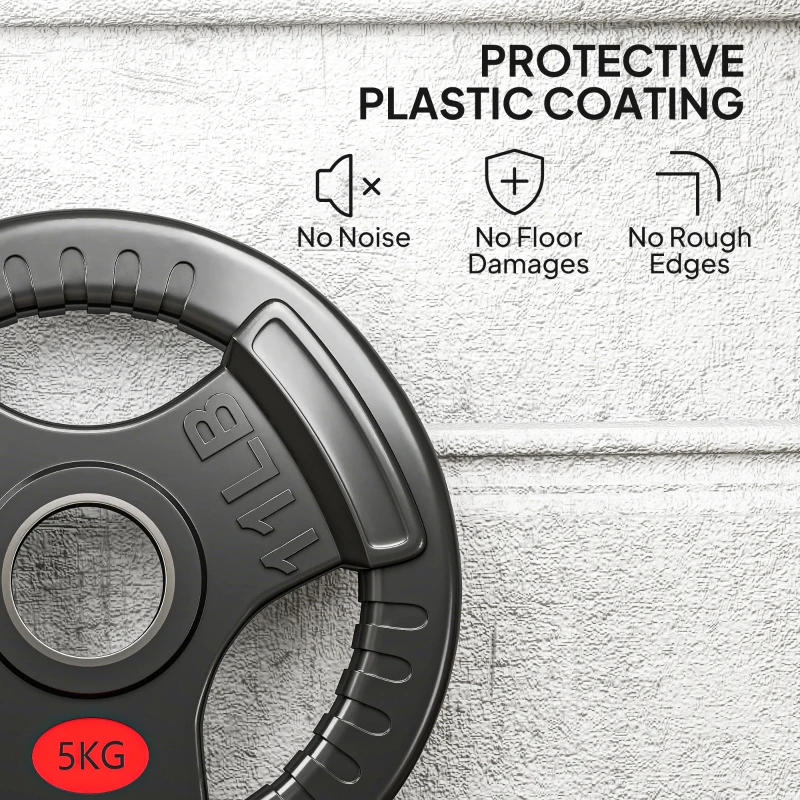 Soozier Weight Plates Set, 2-Inch Barbell Weights Set w/Tri-Grips for Home Gym Weightlifting and Strength Training, 4 x 11lbs