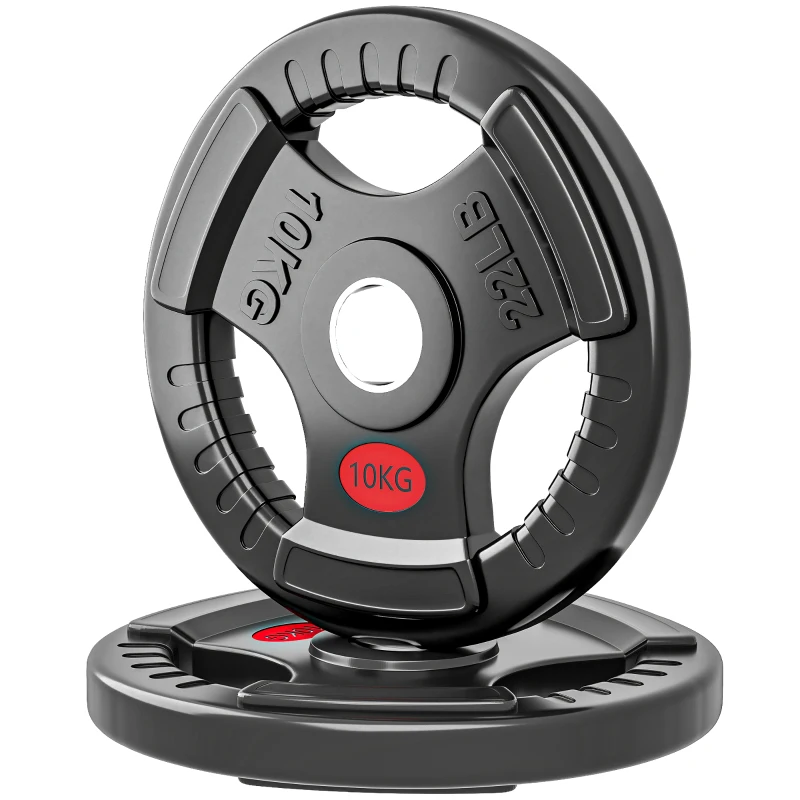 Soozier Weight Plates Set, 2-Inch Barbell Weights Set w/Tri-Grips for Home Gym Weightlifting and Strength Training, 2 x 22lbs