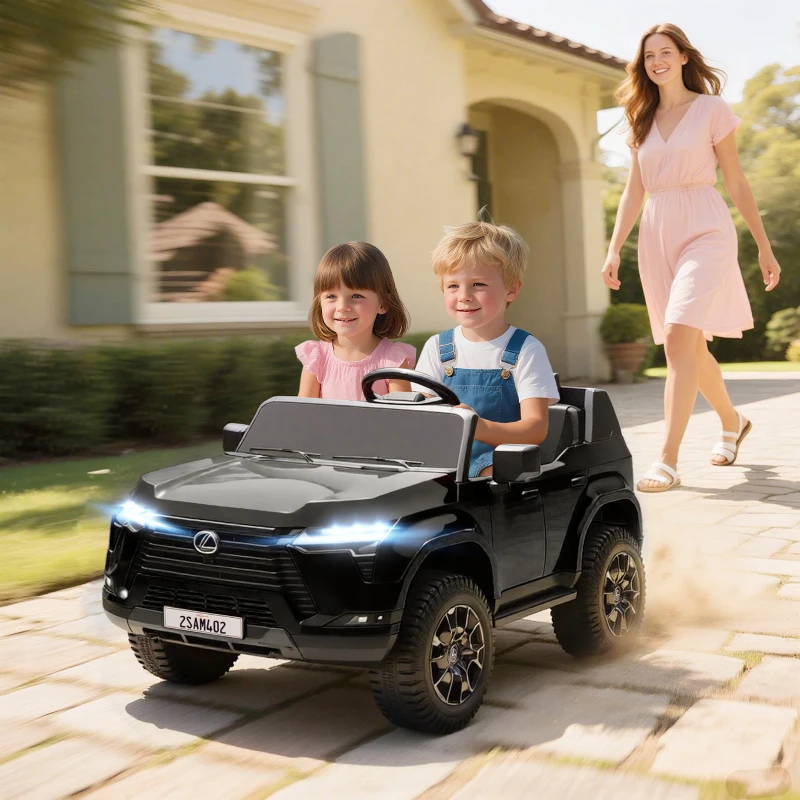 Qaba 12V Ride On Car, Licensed Lexus GX550, 2-Seater Kids Electric Vehicle with Remote Control and Suspension System, Black