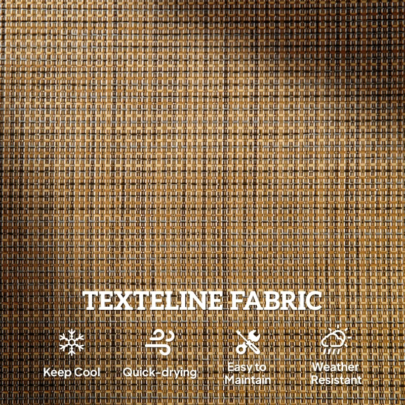 Outsunny Patio Double Glider Outdoor Steel Sling Fabric Gliding Bench Garden Swing Chair Heavy-Duty Porch Rocker Garden Loveseat Brown