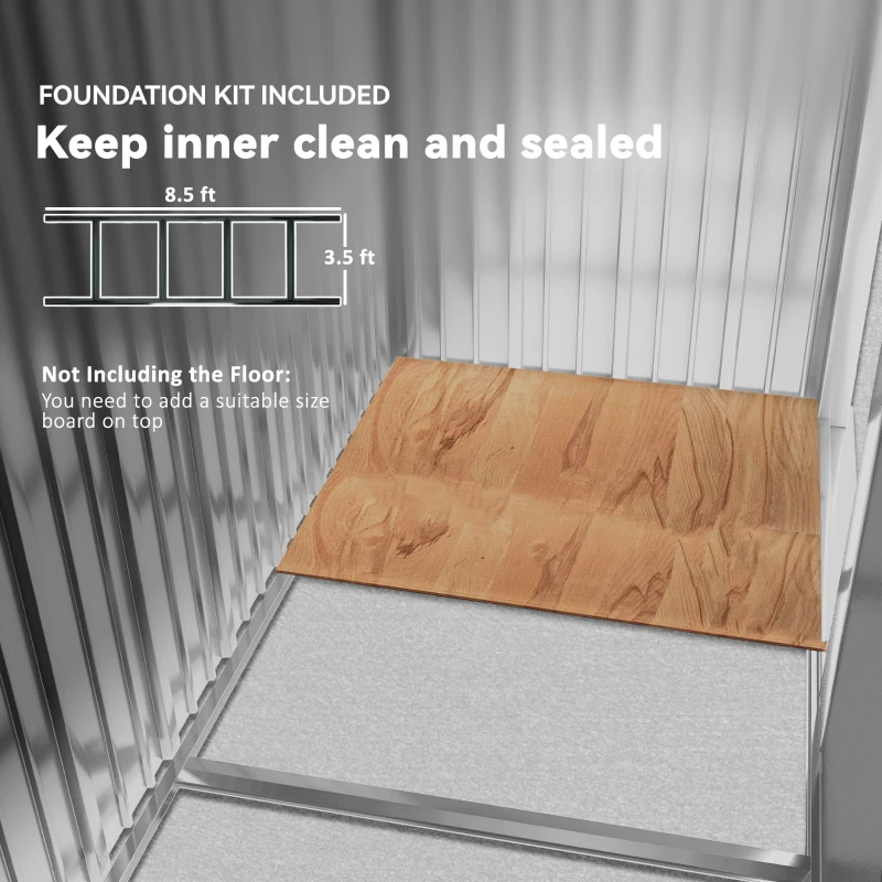 Outsunny 9' x 6' Outdoor Storage Shed, Garden Tool Metal Shed with Foundation Kit, Double Lockable Door, Air Vents and Sloping Roof, for Backyard, Patio, Lawn, Dark Gray