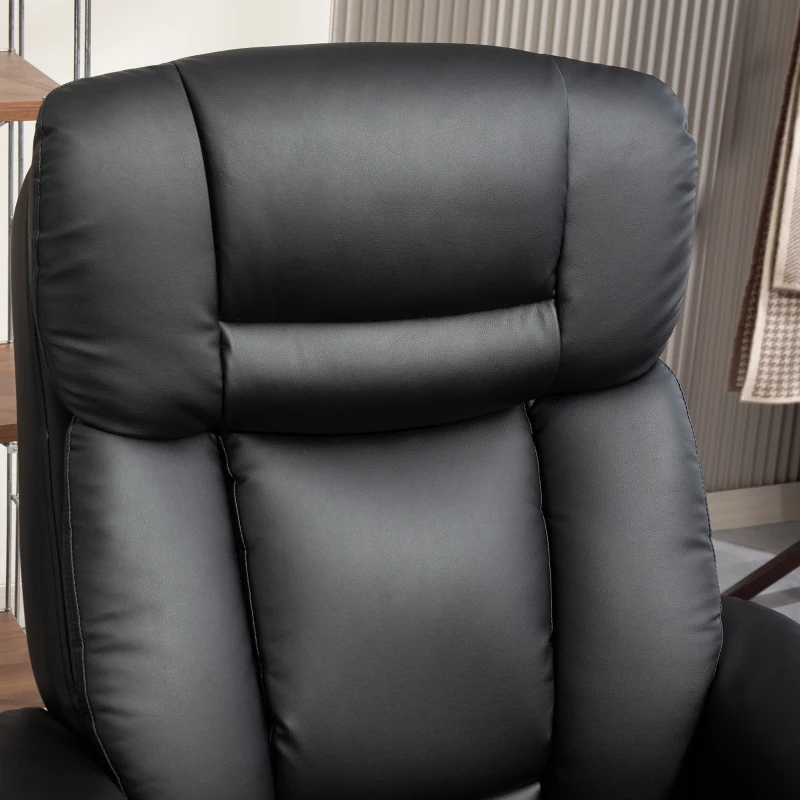 HOMCOM Swivel Recliner with Ottoman, PU Leather Reclining Chair with Footrest, for Living Room, Bedroom, Black