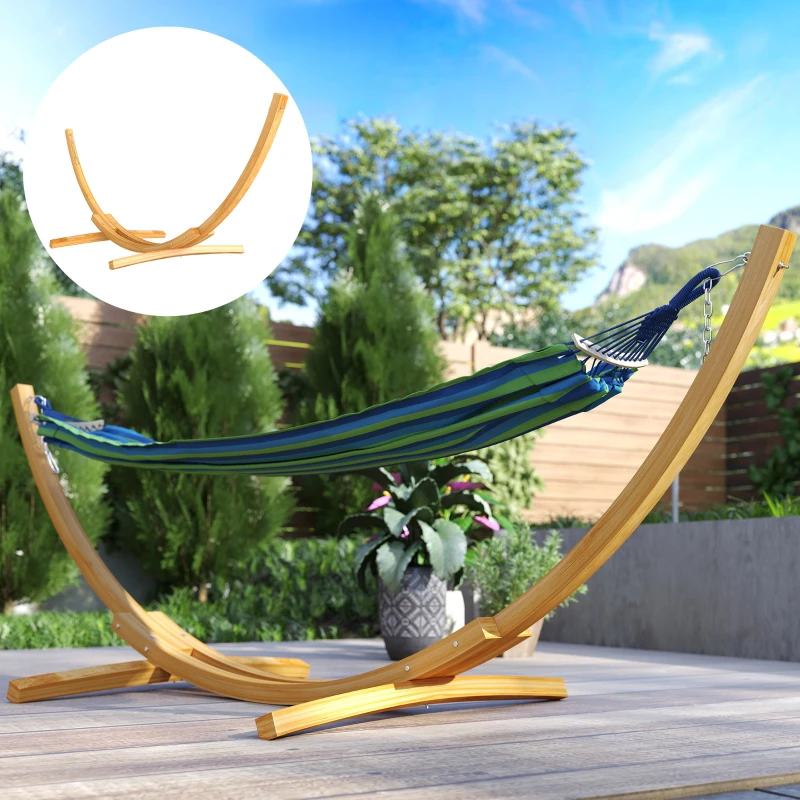 Outsunny 11' Wooden Hammock Stand Universal Garden Picnic Camp Accessories, Curved Arc Design Stand, 264lbs Capacity