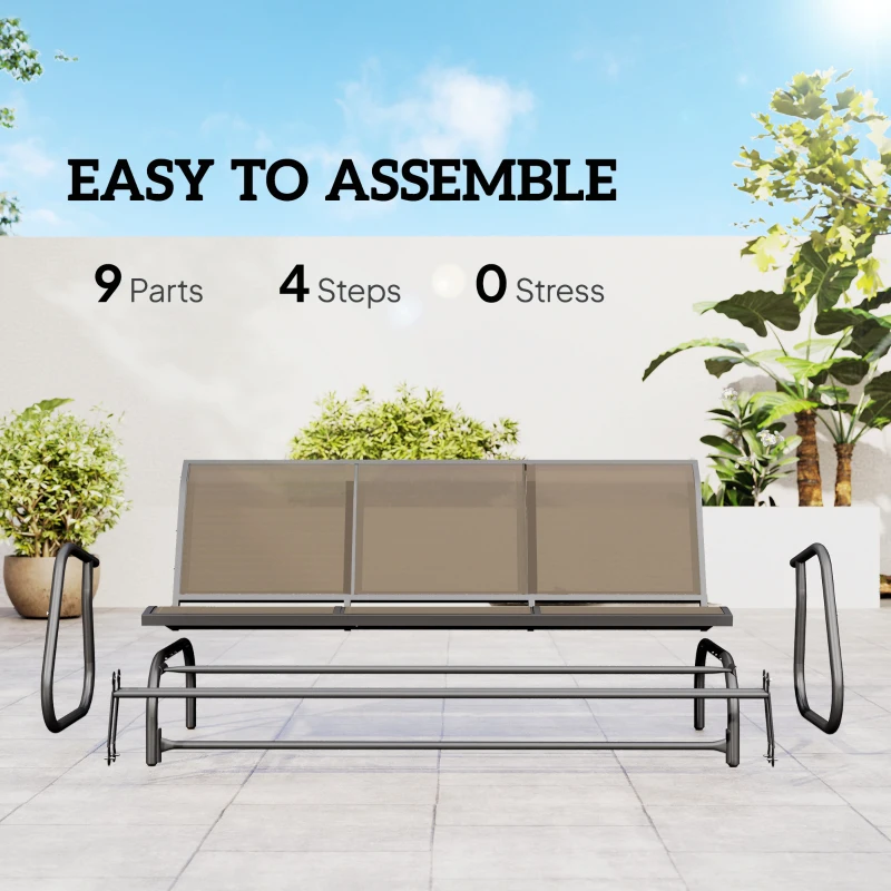 Outsunny 3-Seat Outdoor Glider Chair, Patio Rocking Chair, Steel Frame, Sling Fabric Seat for Garden, Backyard, Lawn, Brown