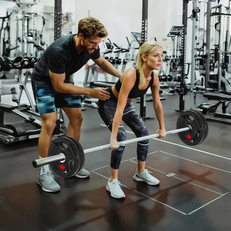 Soozier Weight Plates Set, 2-Inch Barbell Weights Set w/Tri-Grips for Home Gym Weightlifting and Strength Training, 4 x 11lbs