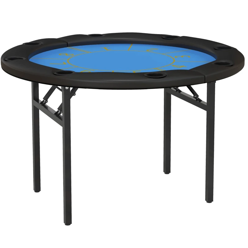 Soozier Foldable Poker Table Blackjack Texas Holdem Poker Game Table with Cup Holders, 47" Round, Black