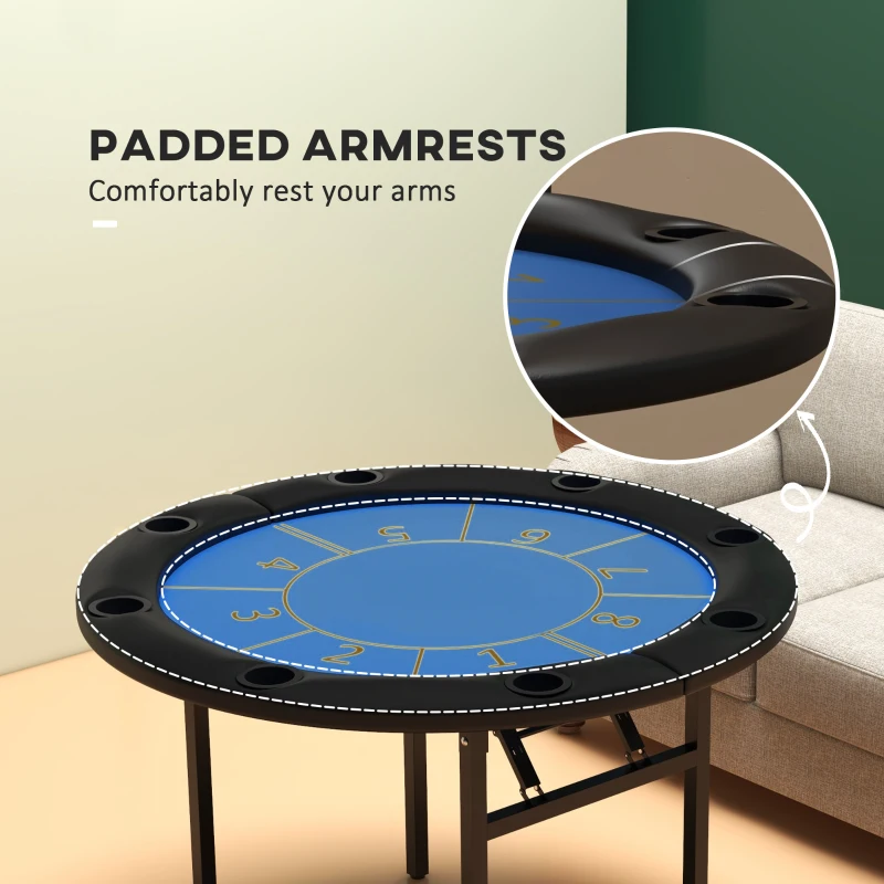 Soozier Foldable Poker Table Blackjack Texas Holdem Poker Game Table with Cup Holders, 47" Round, Black