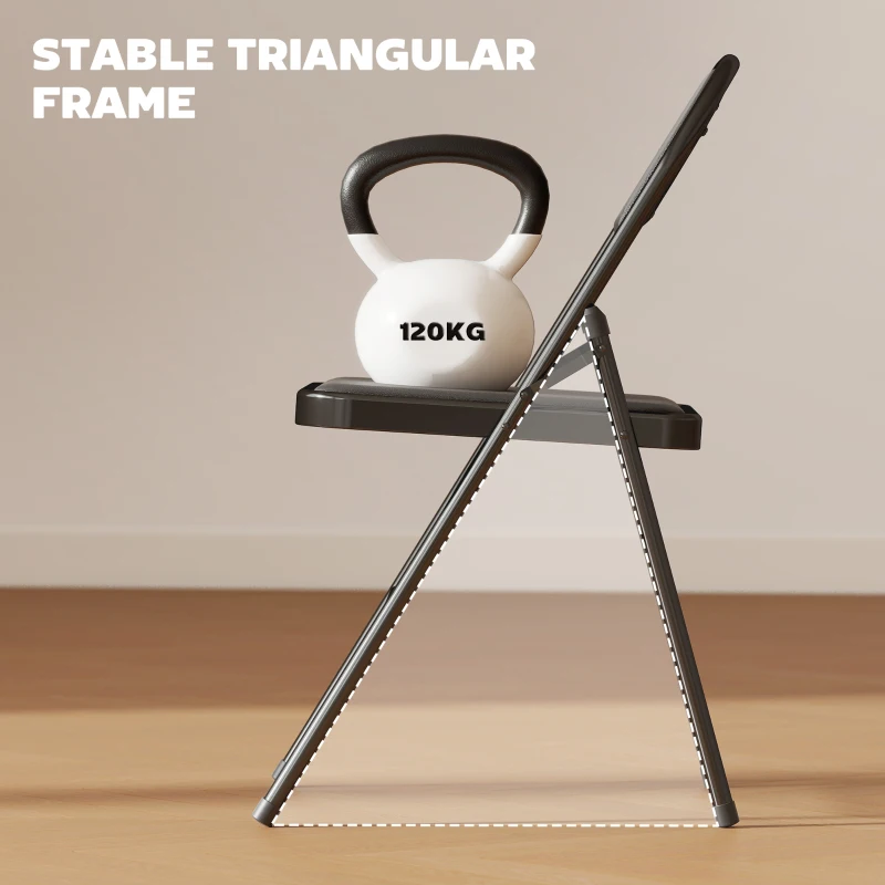 HOMCOM Set of 6 Metal Foldable Chairs, PU Leather Padded Folding Chairs with Cushion Seat and Open Back for Indoor, Black