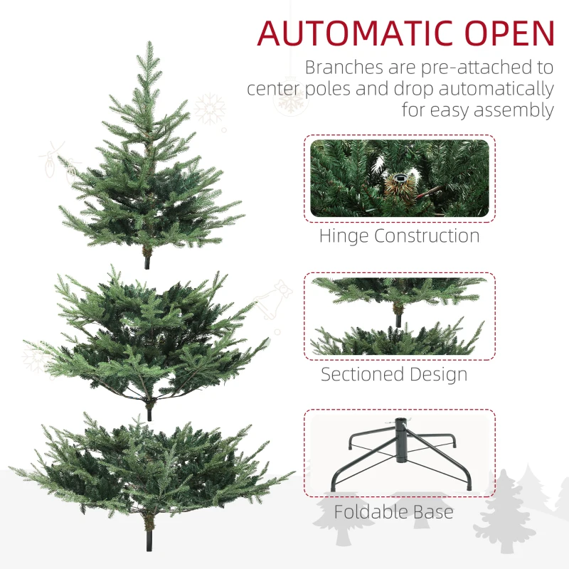 HOMCOM 6 ft Artificial Christmas Tree, Prelit Christmas Tree with 300 LED Lights, 795 Branch Tips and Wide Metal Base, Green