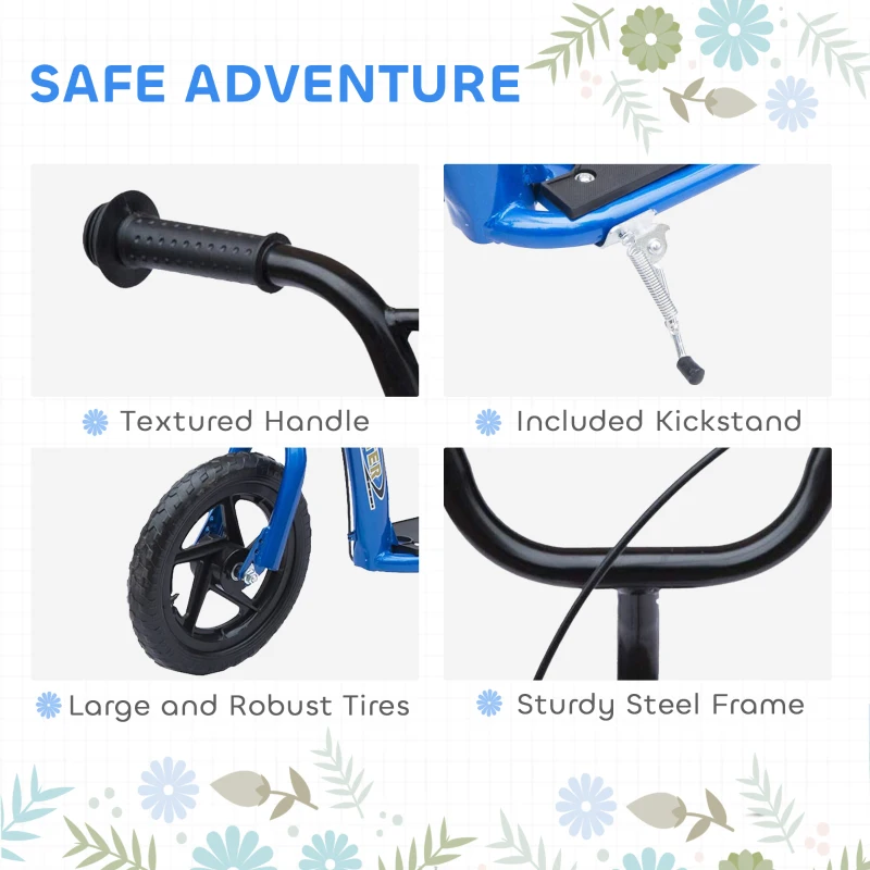 HOMCOM Kick Scooter for Kids 5-12 Years Old with Adjustable Height Handlebar, Non-slip Footplate, Big Wheels, Rear Brake, Blue