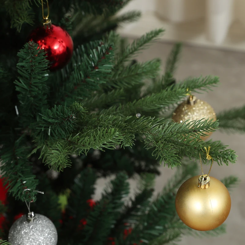 HOMCOM 6 ft Artificial Christmas Tree, Prelit Christmas Tree with 300 LED Lights, 795 Branch Tips and Wide Metal Base, Green