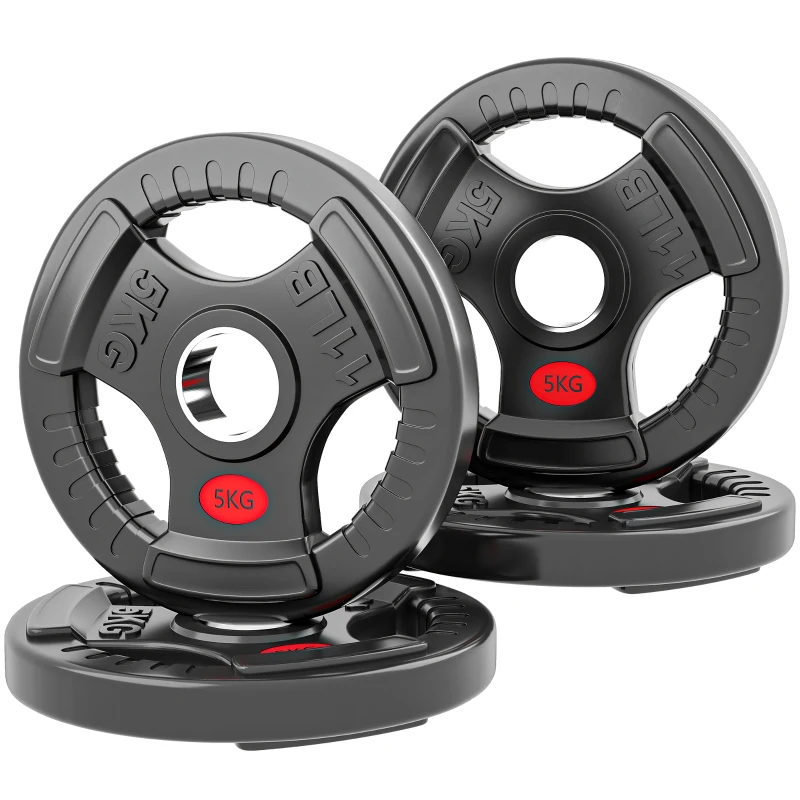 Soozier Weight Plates Set, 2-Inch Barbell Weights Set w/Tri-Grips for Home Gym Weightlifting and Strength Training, 4 x 11lbs