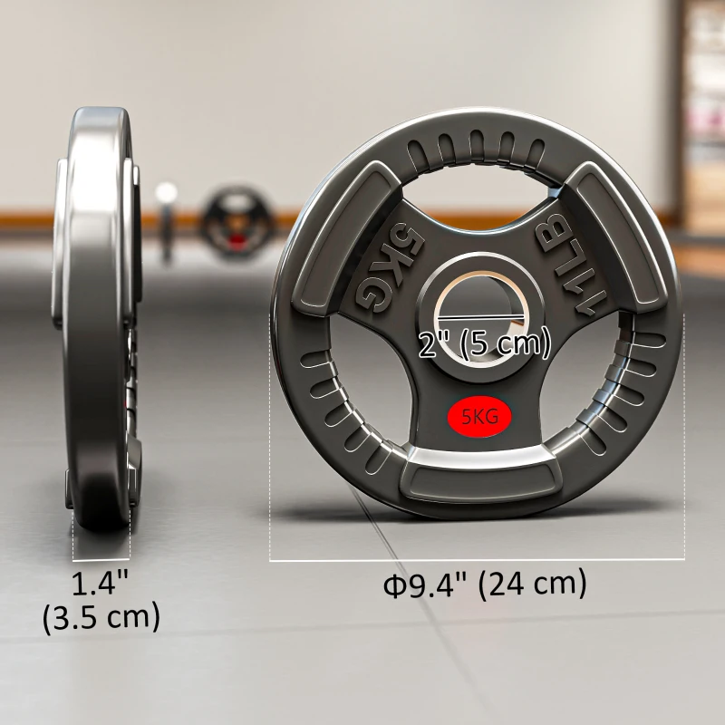 Soozier Weight Plates Set, 2-Inch Barbell Weights Set w/Tri-Grips for Home Gym Weightlifting and Strength Training, 4 x 11lbs