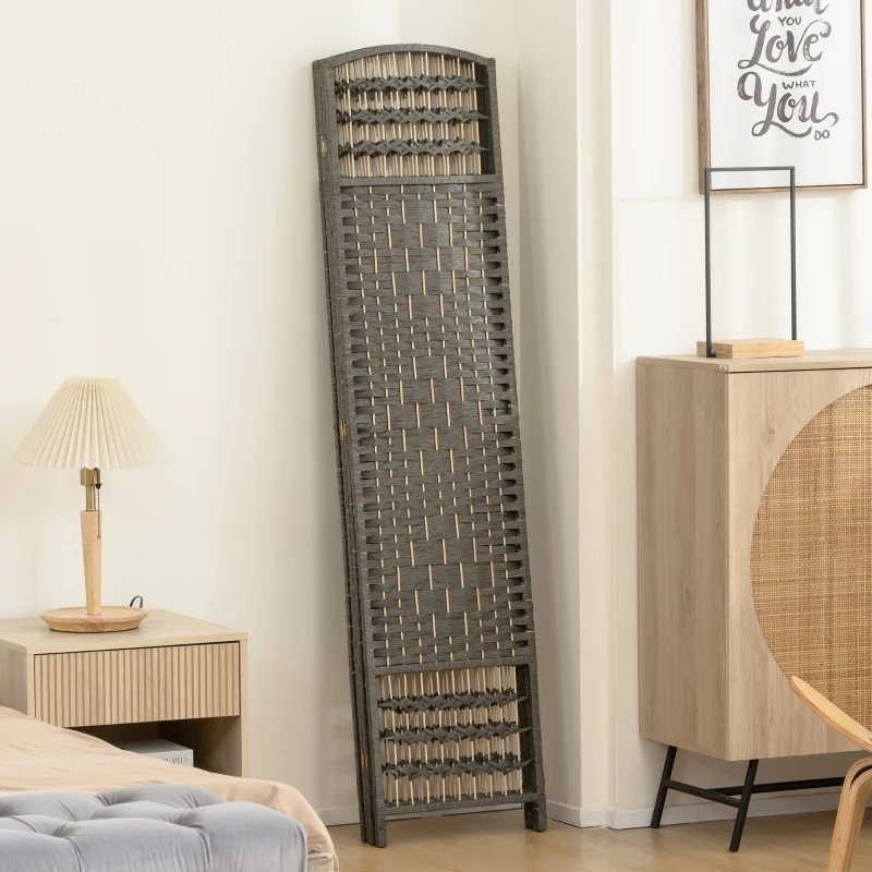 HOMCOM 4 Panel Room Divider, Folding Screen, 5.6', Dark Gray