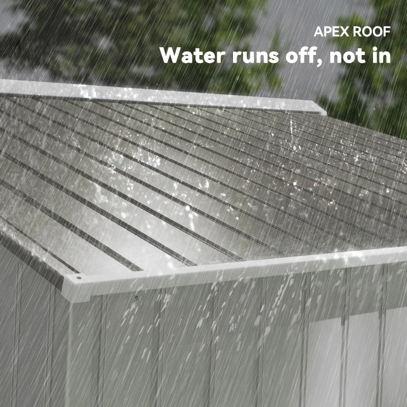 Outsunny 9' x 6' Outdoor Storage Shed, Garden Tool House with Foundation Kit, 4 Vents and 2 Easy Sliding Doors for Backyard, Patio, Garage, Lawn, Silver