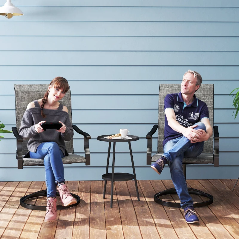 Outsunny Patio Swivel Chairs Set of 2, High Back Patio Dining Chairs with All-Weather Mesh for Backyard, Lawn, Garden, Gray