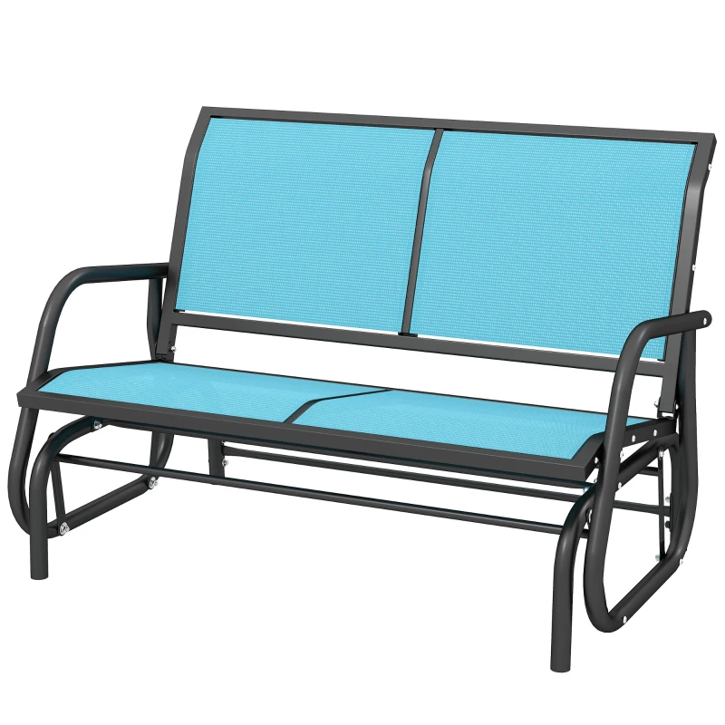 Outsunny 2-Person Outdoor Glider Bench, Patio Double Swing Rocking Chair Loveseat w/Powder Coated Steel Frame for Backyard Garden Porch, Blue