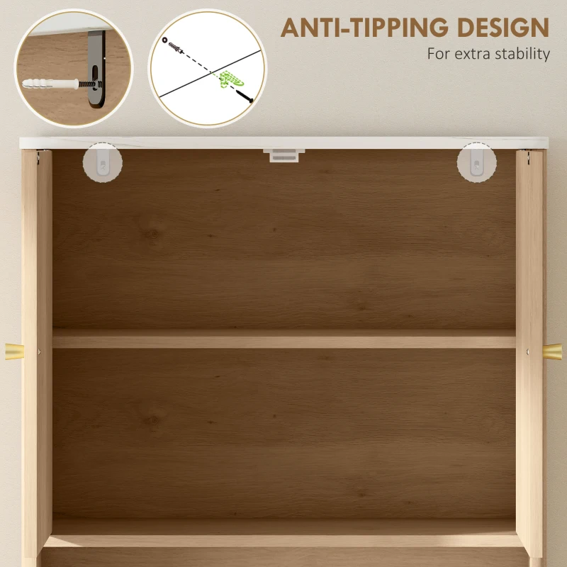 HOMCOM Over The Toilet Storage Cabinet with Adjustable Shelf, Open Shelf and Adjustable Bottom Bar, Oak