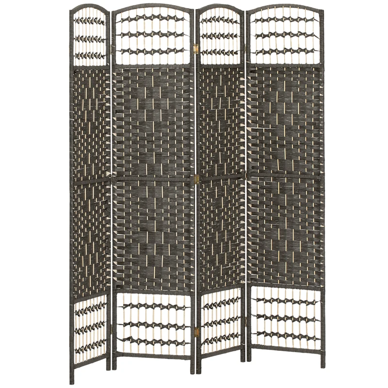HOMCOM 4 Panel Room Divider, Folding Screen, 5.6', Dark Gray