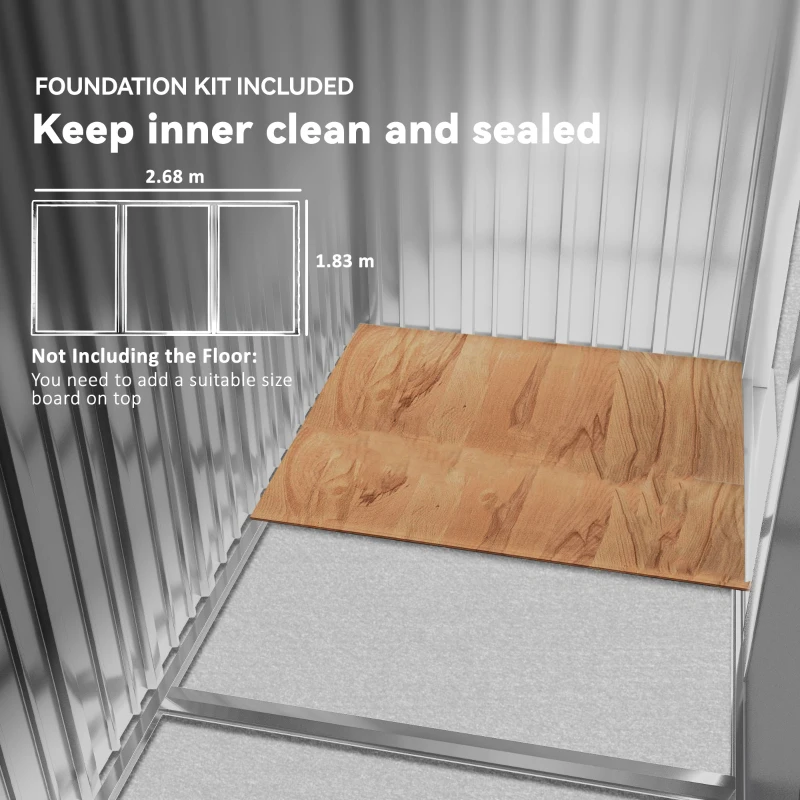 Outsunny Outdoor Shed Garden Storage Shed Tool Storage Building with 4 Vents and 2 Sliding Doors, 9 x 6 FT, Light Brown