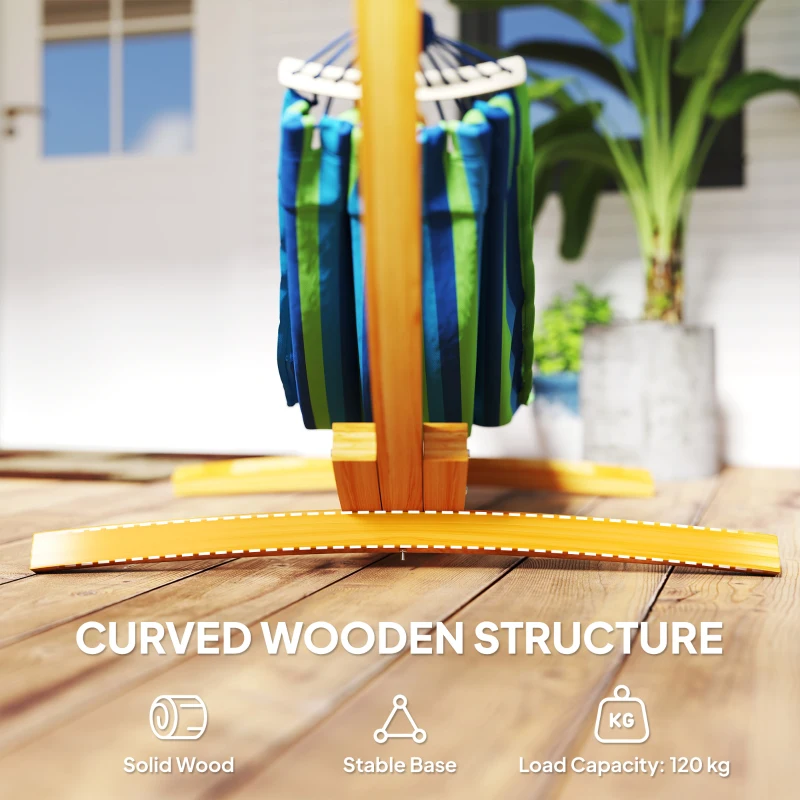 Outsunny 11' Wooden Hammock Stand Universal Garden Picnic Camp Accessories, Curved Arc Design Stand, 264lbs Capacity