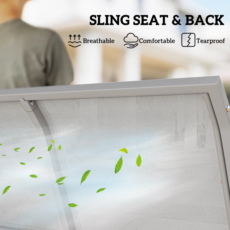 Outsunny 3-Seater Outdoor Swing Chair, Patio Swing, A Frame Porch Swing with Canopy, Garden Hammock Glider Bed, Light Grey