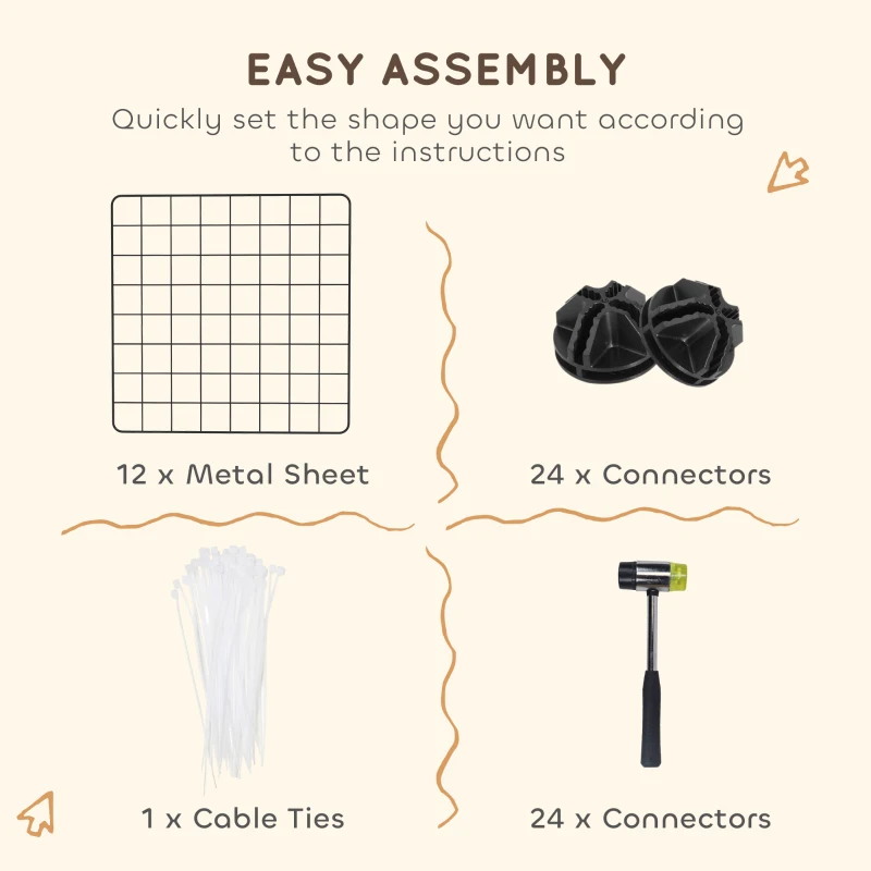 PawHut Pet Playpen, DIY Cage House for Small Animals, Guinea Pigs, Hedgehogs, Black