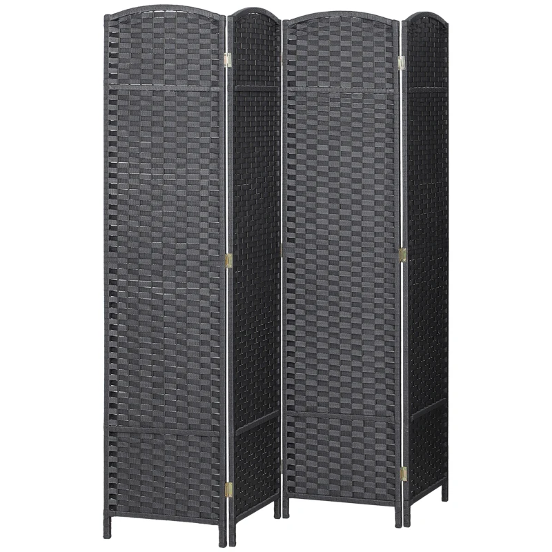 HOMCOM Folding Room Divider Screen 4 Panel 5.6 ' Tall Privacy Screen Freestanding Room Partition for Home Office, Charcoal Gray