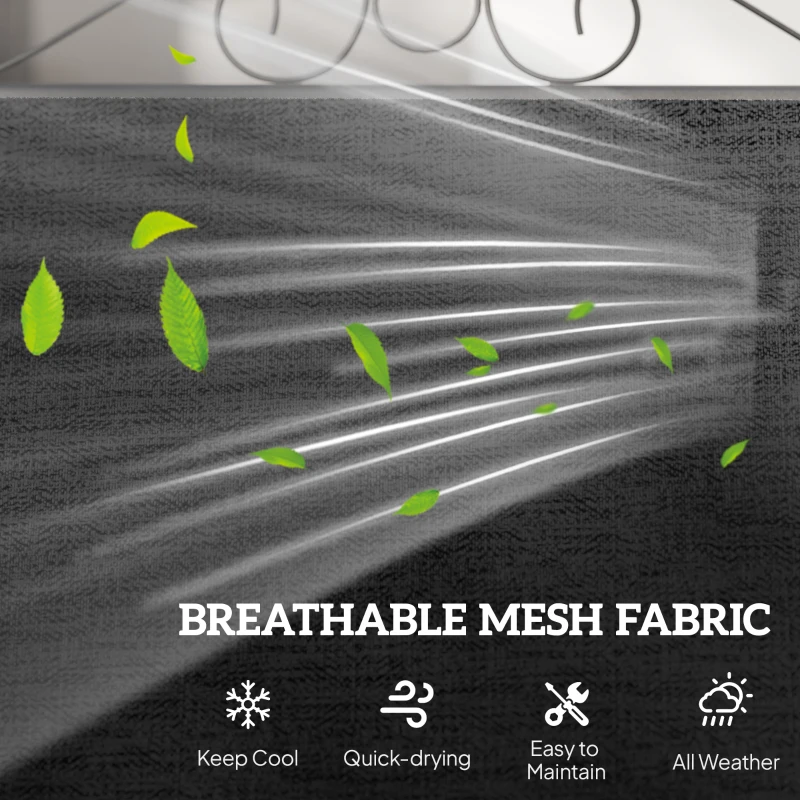 Outsunny Outdoor Glider Bench with Coffee Table, Patio 2-Seat Rocking Chair Swing Loveseat with Breathable Sling for Backyard Garden Porch, Black