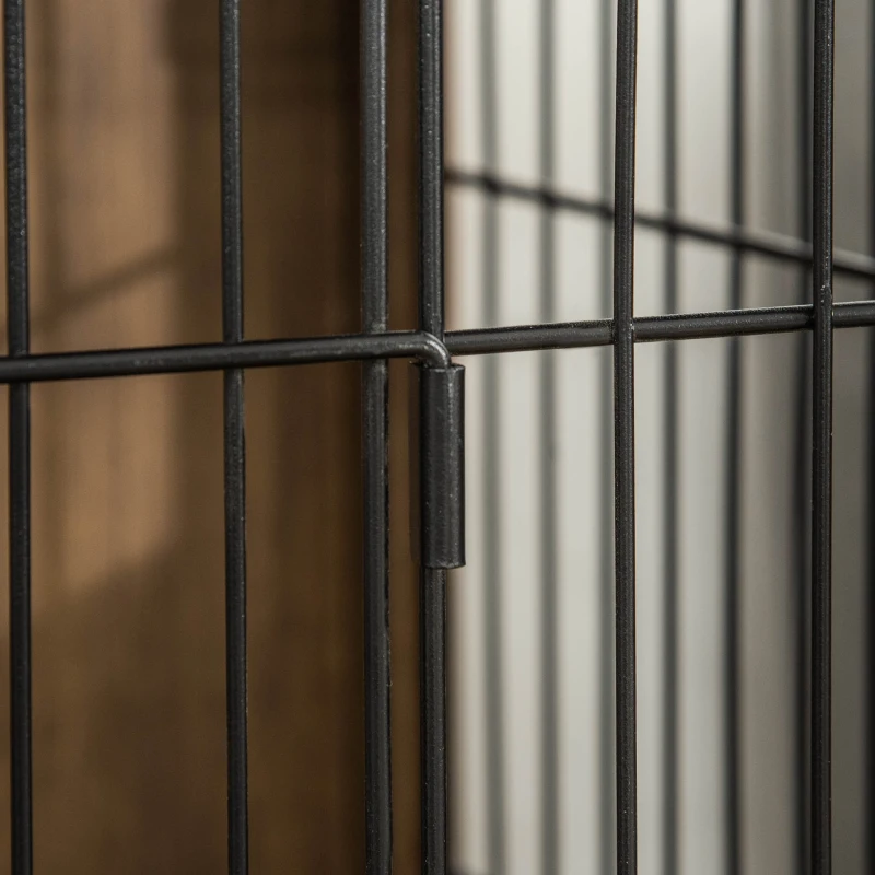 PawHut Wooden Dog Kennel, End Table Furniture with Lockable Doors, Small Size Pet Crate Indoor Animal Cage, Brown