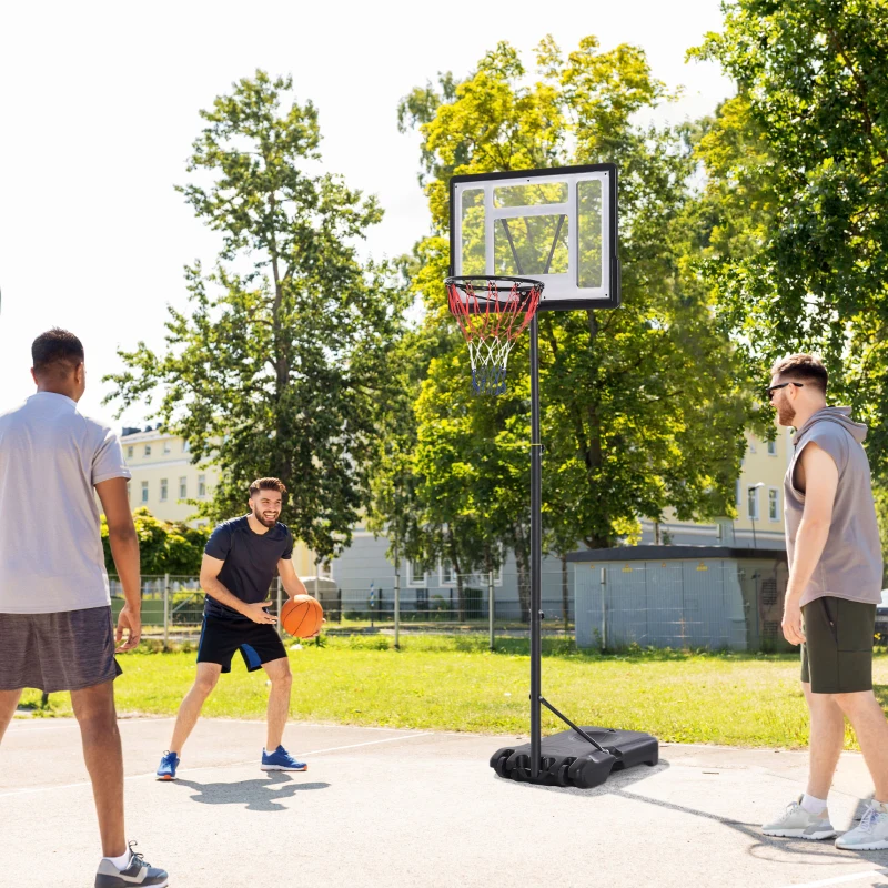 Soozier 5-7FT Basketball Hoop and Stand Backboard, Height Adjustable with Wheels for Youth Outdoor