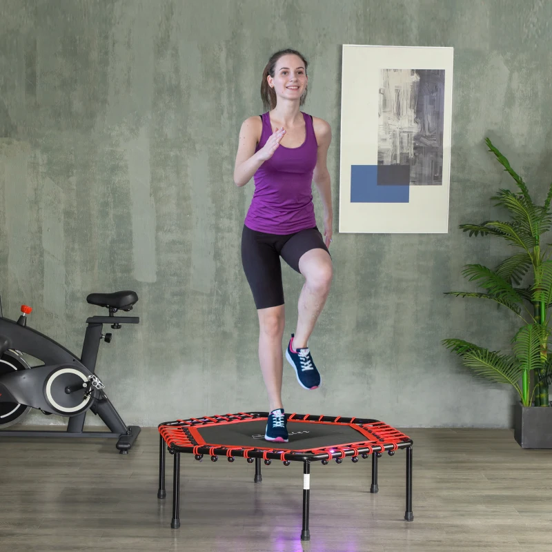 Soozier 45" Rebounder Trampoline for Adult, Quiet Bungee Rebounder with LED Lights Remote Control, Red