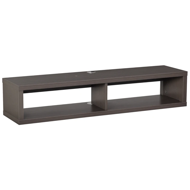 HOMCOM Wall Mounted TV Stand, Media Console Floating Storage Shelf for Living Room or Home Office, Dark Grey